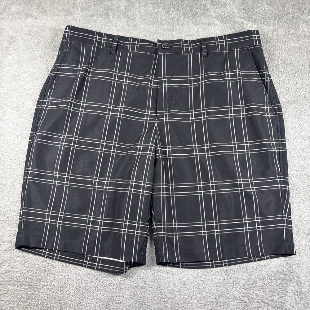 Dunning Golf Shorts Black Gray Plaid Fit Woven Performance Men's Size 40 - Picture 1 of 10